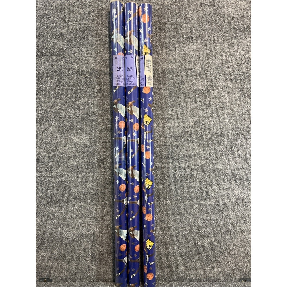 Lot of 3 Vintage 1993 Shaquille O'Neal Shaq Wrapping Paper Rolls SEALED